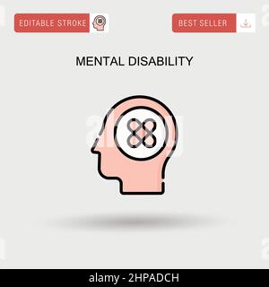 Mental disability Simple vector icon. Stock Vector