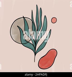 Mid Century Modern Design. A trendy set of Abstract acrylic Illustrations for Wall Decoration or Postcard Background. Stock Vector