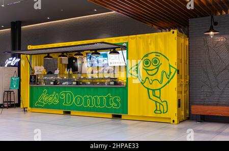 Lee's Donuts stall. Lee's Donuts coffee doughnut company and quick service restaurant. Stock Photo