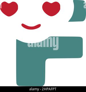 Letter f in love is a cute smiley in doodle style Stock Vector