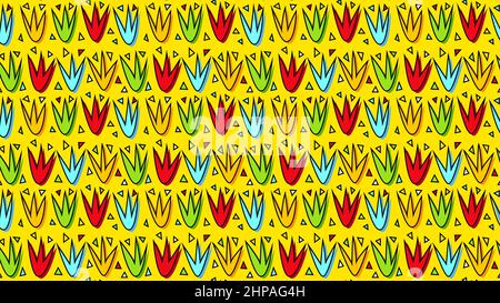 Tulip flowers pattern on yellow background. Floral pattern Stock Vector