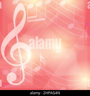 red music background with notes - vector Stock Vector