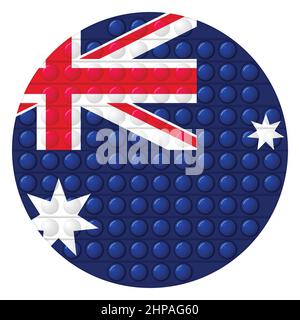 Glass ball with flag of Australia. Round sphere, template icon. Australian national symbol. Glossy realistic ball, 3D vector illustration. Trendy Stock Vector