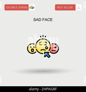 Sad face Simple vector icon. Stock Vector