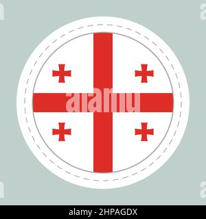 Sticker ball with flag of Georgia. Round sphere, template icon. Georgian national symbol. Glossy realistic ball, 3D abstract vector illustration. Big Stock Vector