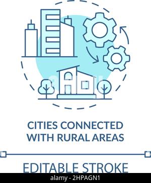 Cities connected with rural areas turquoise concept icon Stock Vector