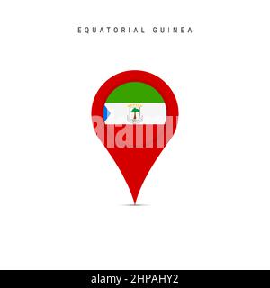 Teardrop map marker with flag of Equatorial Guinea. Republic of Equatorial Guinea flag inserted in the location map pin. Flat vector illustration isol Stock Vector