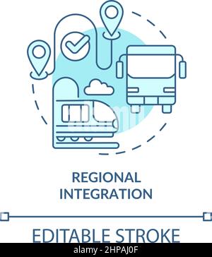 Regional integration turquoise concept icon Stock Vector