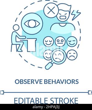 Observe behaviors turquoise concept icon Stock Vector