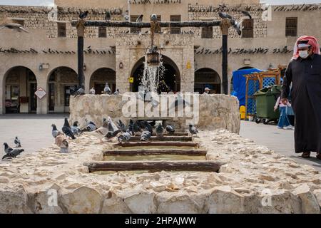 Doha, Qatar - January 15th 2022: The old well in the old town of Souq Waqif in Doha, Qatar Stock Photo