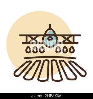 Crop duster airplane spraying a farm field icon. Agriculture sign. Graph symbol for your web site design, logo, app, UI. Vector illustration, EPS10. Stock Vector