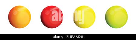 Set with glass colorful balls. Glossy realistic ball, 3D abstract vector illustration highlighted on a white background. Big metal bubble with shadow Stock Vector