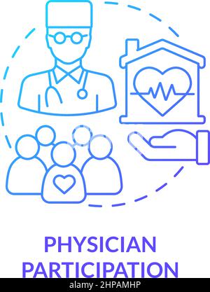 Physician participation blue gradient concept icon Stock Vector