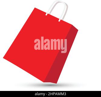 Red shopping bag vector on white background Stock Vector