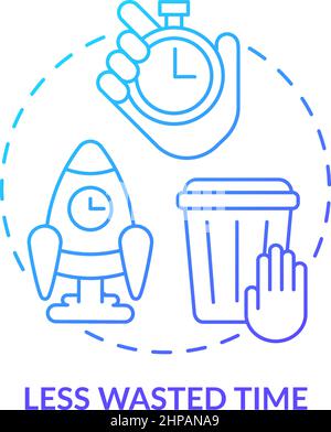 Less wasted time blue gradient concept icon Stock Vector
