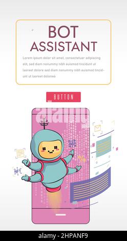 Artificial intelligence technology, smart chatbot. Machine learning. Chatbot artificial intelligence, artificial intelligence controls metaphors. Stock Vector