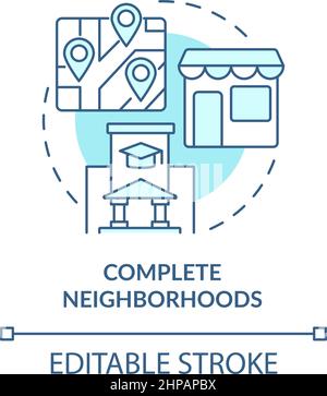 Complete neighborhoods turquoise concept icon Stock Vector
