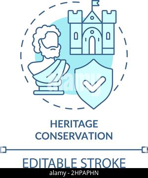 Heritage conservation turquoise concept icon Stock Vector