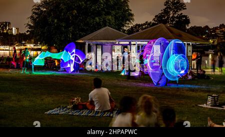 Brisbane, Queensland, Australia - Fire twirling festival in West End Stock Photo