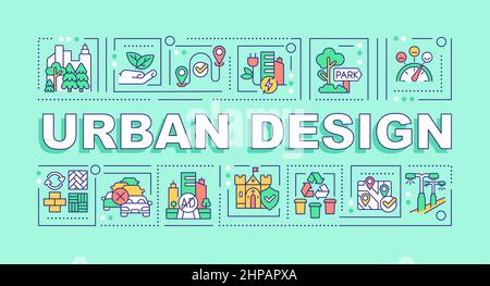 Urban design word concepts mint green banner Stock Vector