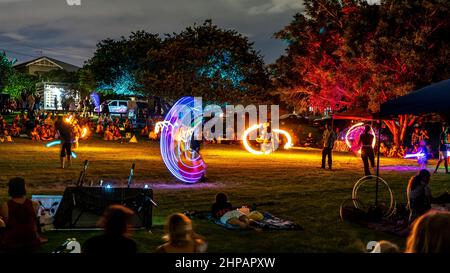 Brisbane, Queensland, Australia - Fire twirling festival in West End Stock Photo