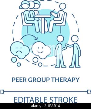 Peer group therapy turquoise concept icon Stock Vector
