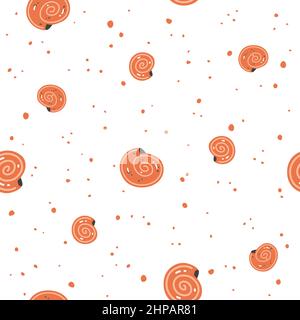 Pink seashells on a white background. Vector Seamless pattern Stock Vector