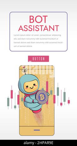 Cryptocurrency trading bot, bitcoin trading courses, financial exchange, digital tokens, blockchain technology abstract metaphor. Stock Vector