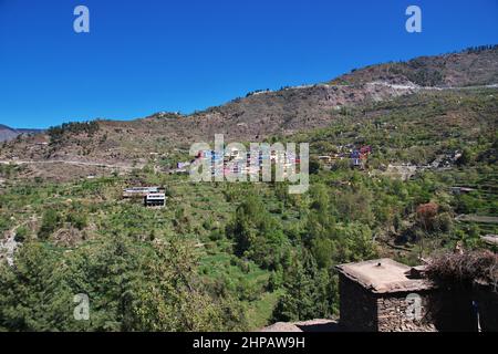 A small village in Malam Jabba close Hindu Kush mountains of Himalayas, Pakistan Stock Photo