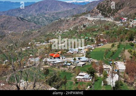 A small village in Malam Jabba close Hindu Kush mountains of Himalayas, Pakistan Stock Photo