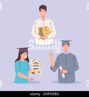 icons student loans or scholarship Stock Vector