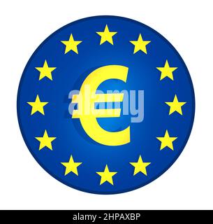 Euro icon with European flag, circular background vector Stock Vector