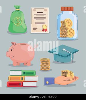 icons loans and scholarship Stock Vector