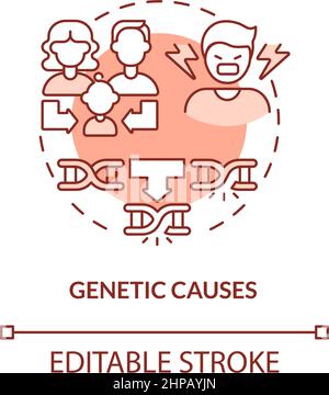 Genetic causes red concept icon Stock Vector
