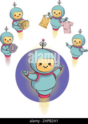 Metaphor chat bot icons set. Information engineering, artificial intelligence, chatbot applications. Customer service and NLP language processing. Vec Stock Vector