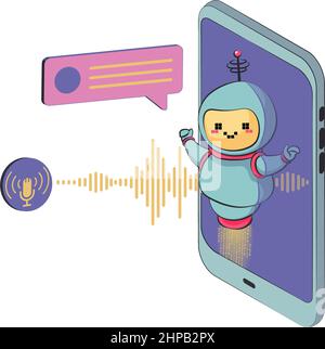 Chatbot concept. AI robot assistant, online customer support. chatting with chatbot app. Modern flat cartoon style. Vector illustration isolated on wh Stock Vector