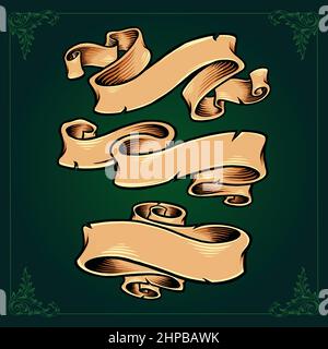 Vintage ribbon banner label classic collections Vector illustrations for your work Logo, mascot merchandise t-shirt, stickers and Label designs Stock Vector