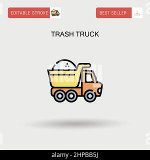 Trash truck Simple vector icon. Stock Vector