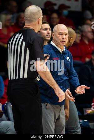 February 19, 2022 Moraga, CA U.S.A. Brigham Young guard Alex Barcello ...