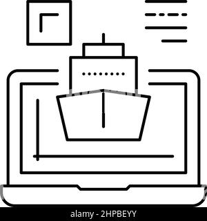 ship modeling computer program line icon vector illustration Stock Vector