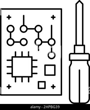 microchip make geek line icon vector illustration Stock Vector