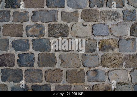 Stone pathway background, stone wall, closeup, macro Stock Photo