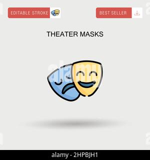 Theater masks Simple vector icon. Stock Vector