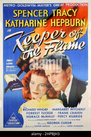 SPENCER TRACY and KATHARINE HEPBURN in KEEPER OF THE FLAME (1942), directed by GEORGE CUKOR. Credit: M.G.M. / Album Stock Photo