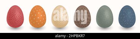 Mulsticolored Easter Eggs with shadow on transparent background. Set of multicolored eggs Stock Vector