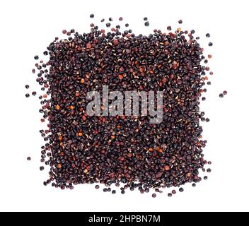 Black quinoa seeds isolated on white background. Pile of raw kinwa. Top view Stock Photo