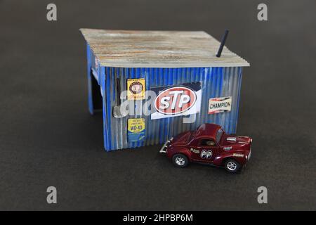 Vintage AFX slot car HO scale in garage diorama Stock Photo Alamy