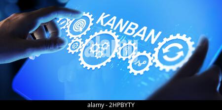 Kanban agile project management workflow business process optimisation. Stock Photo