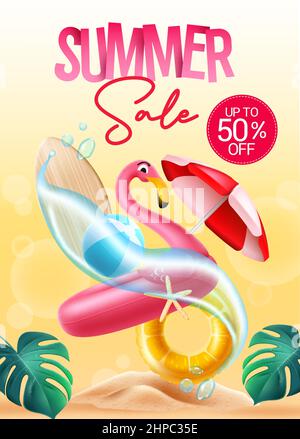 Summer sale vector poster design. Summer sale special offer text with beach  tropical elements in island background for seasonal shopping discount Stock  Vector Image & Art - Alamy