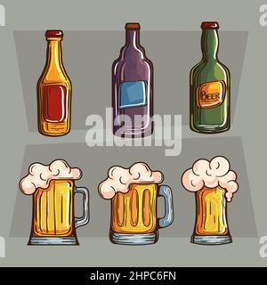 icons with six drinks Stock Vector